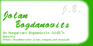 jolan bogdanovits business card